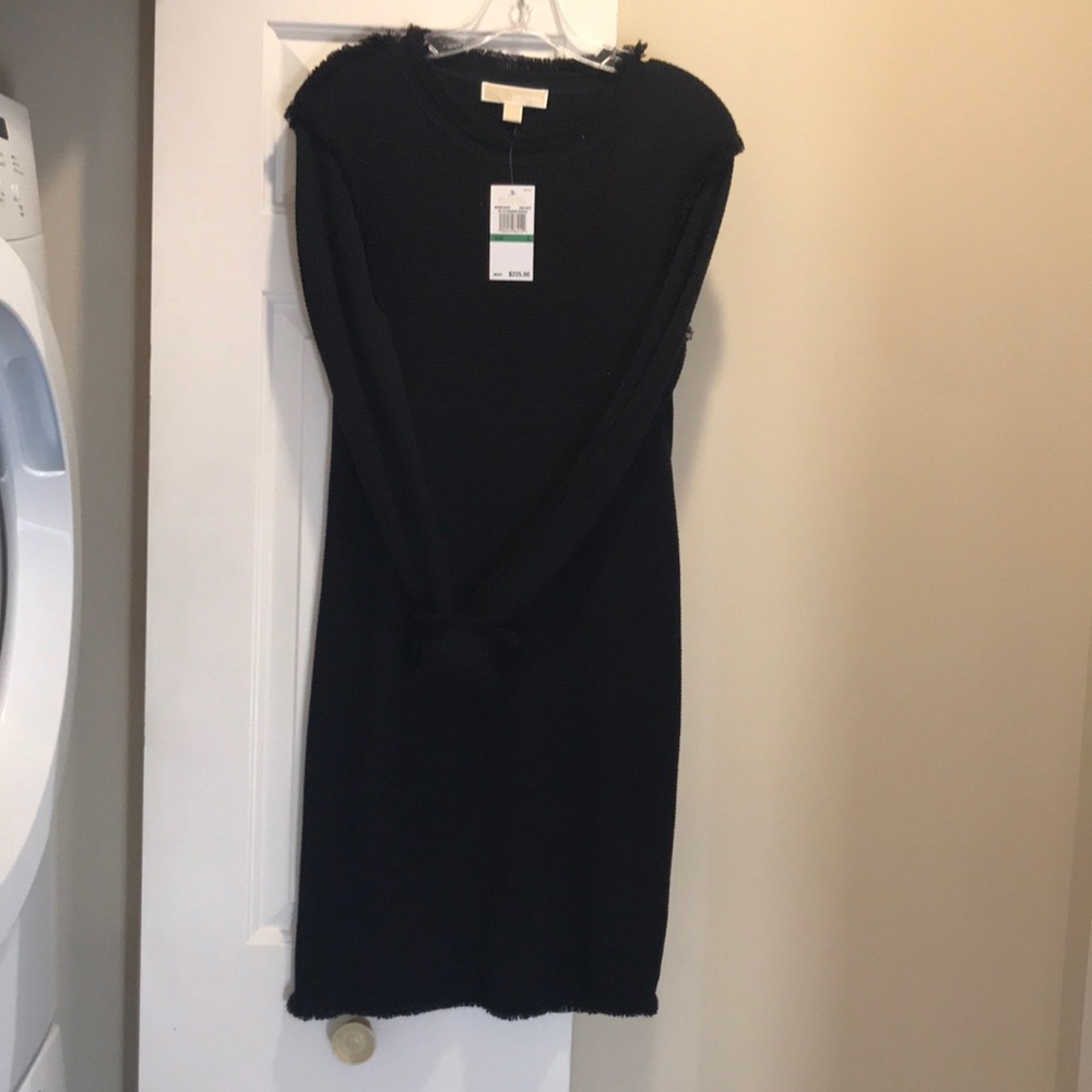 Navy long sleeve sweater dress.